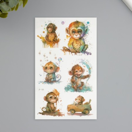 Tattoo on the body phosphorus with sparkles "Monkey" 7.5x12 cm