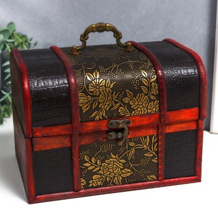 Casket chest wood set 3 pcs pattern "Flowers" mix 22x15x15 cm-1