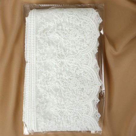 Lace on a grid, 145 mm × 11 ± 1 m, ivory color-2