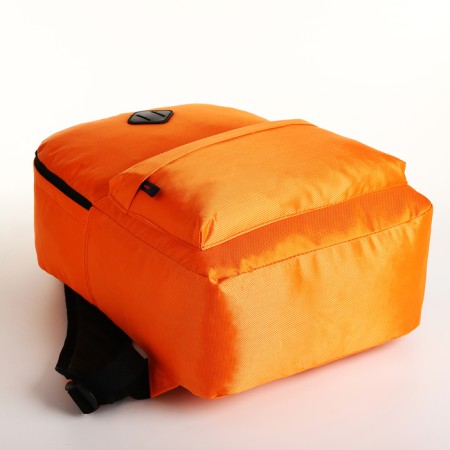 Youth backpack with lightning, external pocket, orange color-4
