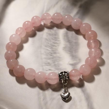 Bracelet Shar No. 8 with a suspension heart “Quartz Pink”, 18 size-1