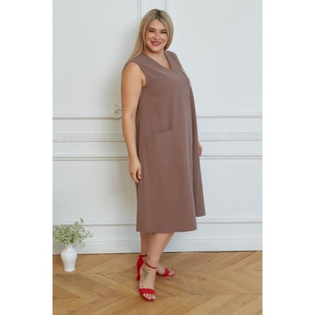 Sarafan female, size 54, brown color-3