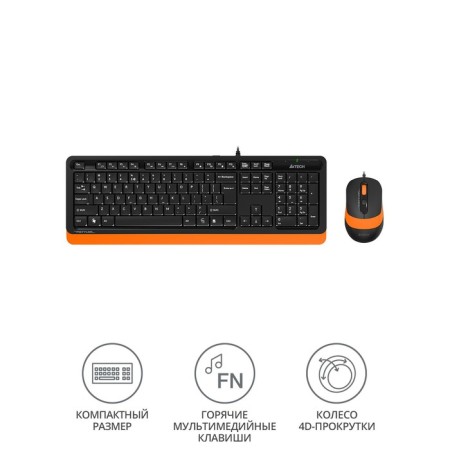 Keyboard + Mouse A4Tech FSTYLER F1010 CLAV: Black/Orange Mouse: Black/Orange USB Mult 103388-1