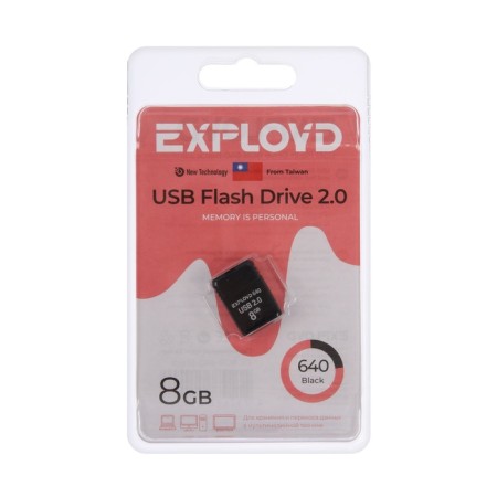 Exployd flash drive, 8 GB, USB 2.0, Thu up to 15 MB/s, PLO up to 8 MB/s, black-1