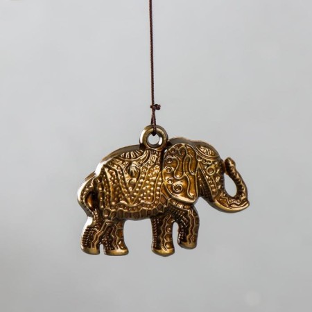 Wind music metal, plastic "necklace and elephant" 4 tubes 5 bells 54 cm-3