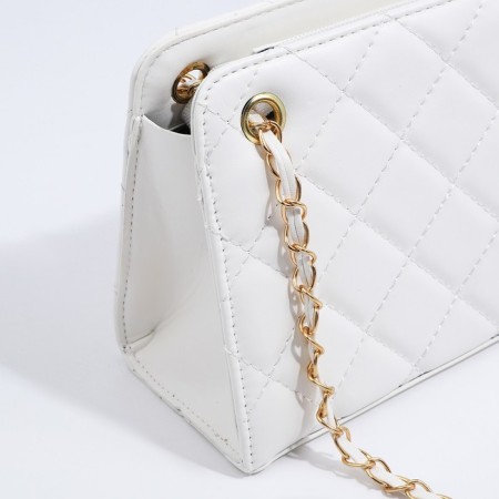 Female bag, zipper clutch, white color-4