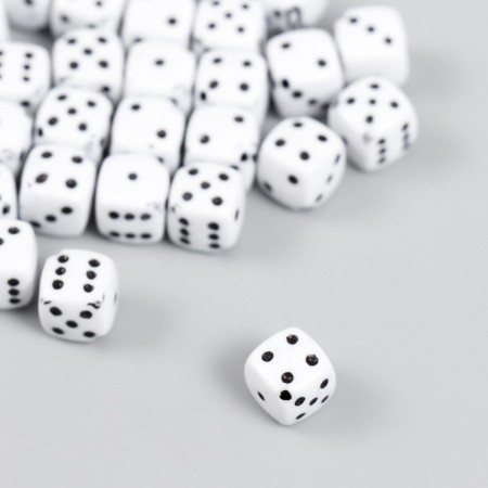 Beads for creativity Plastic "White Playing Cube" Black Points set 20g 0.8x0.8x0.8 cm 78118-1