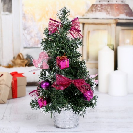 Christmas tree decor 30 cm Pink Poinsia in the snow-1