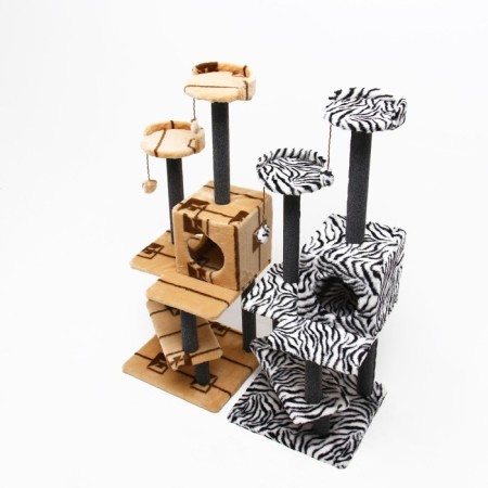 Complex for cats with a clamp "Staircase", 56 x 52 x 140 cm, carpet, mix of flowers-8