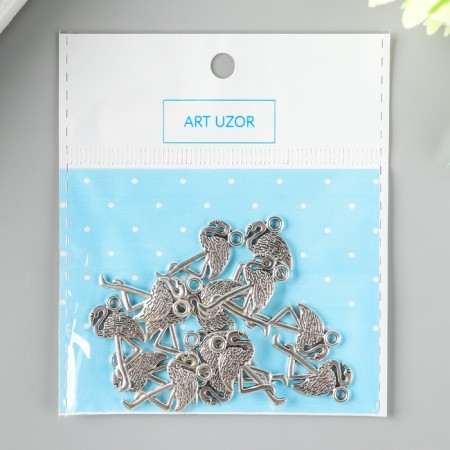Decor for creativity Metal "Flamingo" silver 2.3x1.3 cm-2