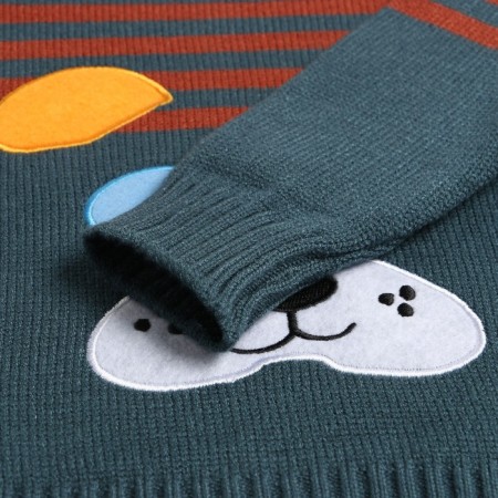Knitted children's kit (jumper, trousers), emerald color, height 74-2