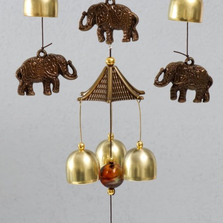 Wind Music Metal "Elephants and Necklace" 5 bells 58 cm-2
