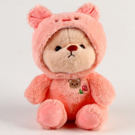 Soft toy "Bear" in a suit, 23 cm, pink color-3