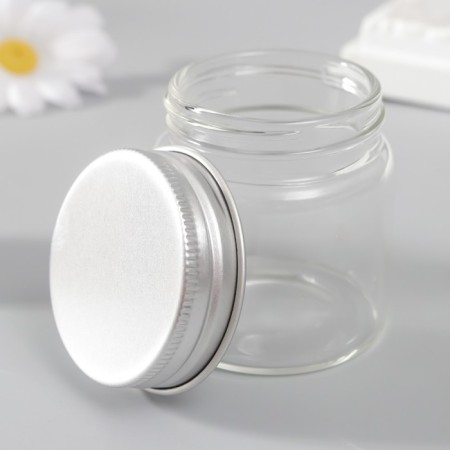 Decor for creativity Glass "Jars with a lid" silver 4.7x4.7x5 cm-1