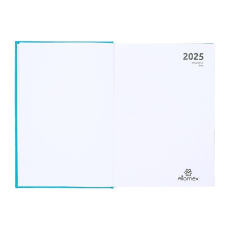 Dated diary 2025, Devente. Flag, A5 168 sheets, Attomex. EVEN, solid cover of boomvinyl with foam rubber, silkography, liesse, block 70 g/m2, turquoise-3