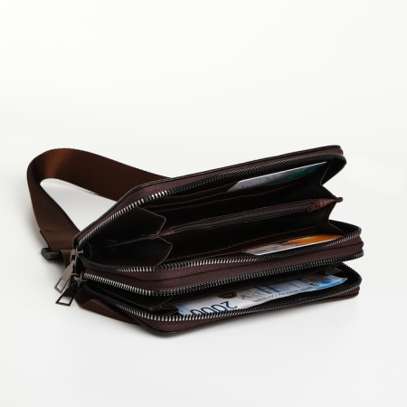 Male purse-clate on the zipper Textura, brown color-1