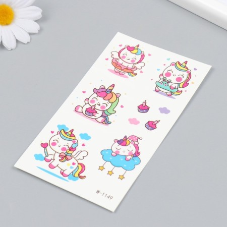 Tattoo on the body color "Rainbow unicorns" 14x7.5 cm-1