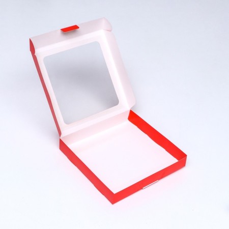 Self -charged box, red with a window, 19 x 19 x 3 cm-3