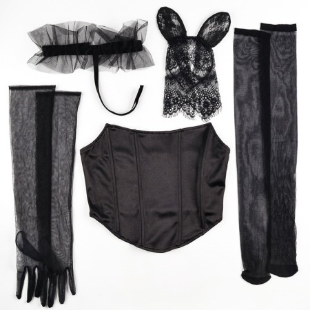 Carnival set "Elegant cat": rim, corset, chocker, gloves, stockings, rr 42-46, black color