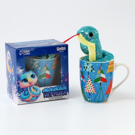 Set of "magic moments" soft toy in a mug, snake-1
