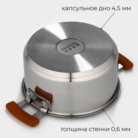 A set of stainless steel dishes Magistro, 3 pcs: D = 16/20/24 cm, induction-3