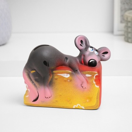 Piggy bank "Mouse on cheese" 15cm