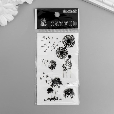 Tattoo on the body Black "Dandelion" 10.5x6 cm-2