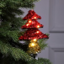 Фигура из мишуры "Елочка красная" 17х13 см, 10 LED, AG10х3 (в компл), Т/БЕЛЫЙ
