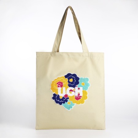 Textile choper with ugh embroidery, 40x35 cm, beige color-5