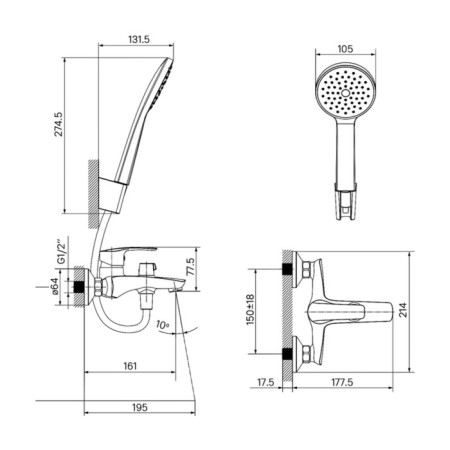 IDDIS RAY RAYWT02I02 bath mixer, white matte-4