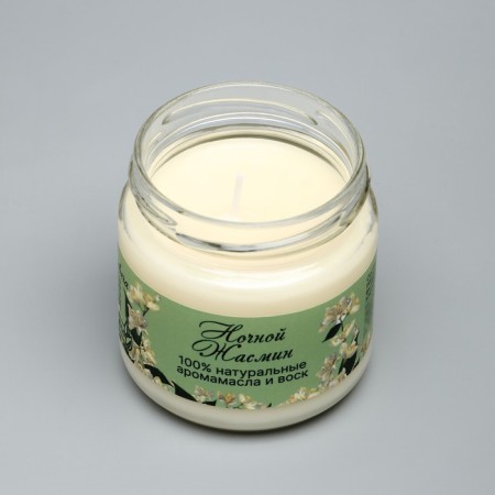 Natural eco candle "Night Jasmine", white, 7x7.5 cm, 14 hours-3