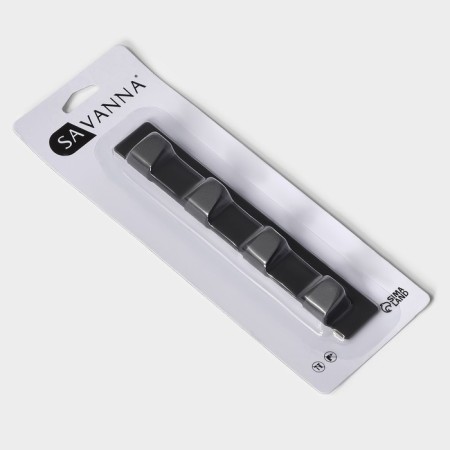 Self -adhesive metal Savanna Black Loft Plane, 4 hooks, 16 × 2 × 2.5 cm-6