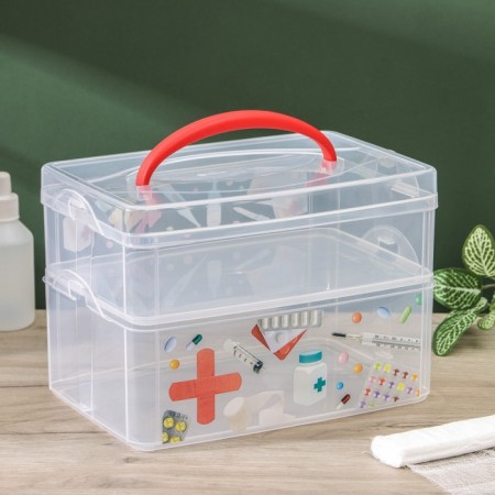 Universal Multi Box container, 2 sections, with a pen and decor, Mix drawing-6