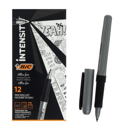 Permanent marker universal 0.8mm BIC MARKING ULTRA Fine, thin letter, rubber clip, black-1