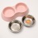 Metal dual bowl on a plastic base 2 x 160 ml, 25 x 14 x 5 cm, pink