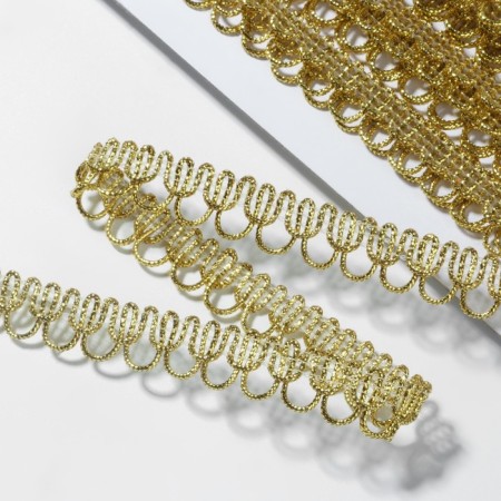 Decorative braid “loop”, 12 mm, 10 ± 1 m, gold color-1