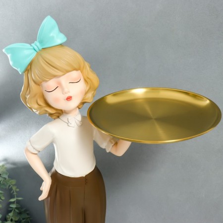 Souvenir Polystone stand "Girl with a blue bow and a cat" D = 26 cm 76x27x35 cm-3