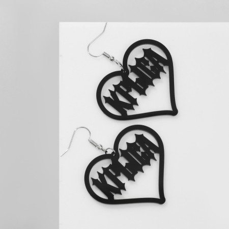 Acryl Earrings "Rat" Heart, Black Color-1