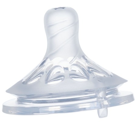 Nipple for a bottle, +6 (x) month, 2pcs., Fast stream (thick cereals), Natural, Throat 50mm-2
