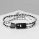 Bracelet of the male "parallel" anchor with a skull, black and white color with silver, 21.5 cm