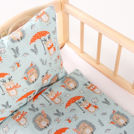 Puppet bed “deer, hedgehogs”, x/b: sheet, blanket 46 × 36 cm, pillow 23 × 17 cm-4