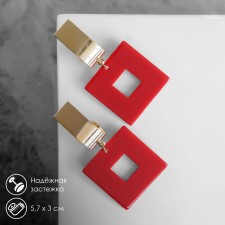 Earrings Assorted Azelia Square, red color in gold