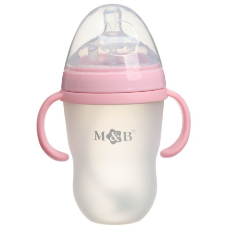 A bottle for feeding M&B, SHG Ø70mm, 250ml., With handles, silicone flask, pink color-2