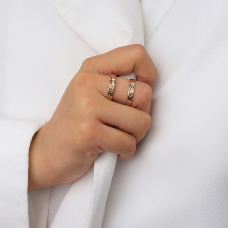 Ring Metal "Trend" three stripes, craters, color gold, dimensionless-3