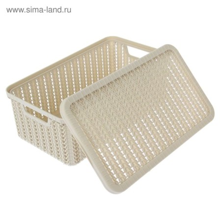 Storage basket with a “knitting” lid, 3 l, 26.5 × 15 × 10 cm, white color-6