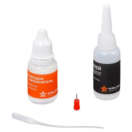 The glue is instantaneous Airline Speedy Fix, with a filler powder, 2x10 ml-1