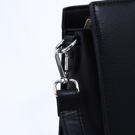 Lightning tout bag, external pocket, long belt, black color-4