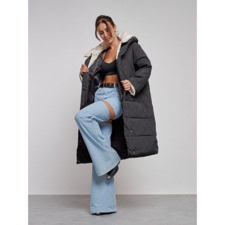 Coat insulated winter female, size 50, black color-15