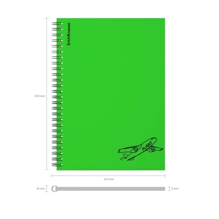Notebook A5 80 sheets in a cage on a spiral Erichkrause Motion, with a plastic cover green,-3