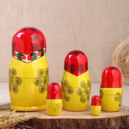 Matryoshka "Lydia", red scarf, 5 puppet, 18 cm, mix-5